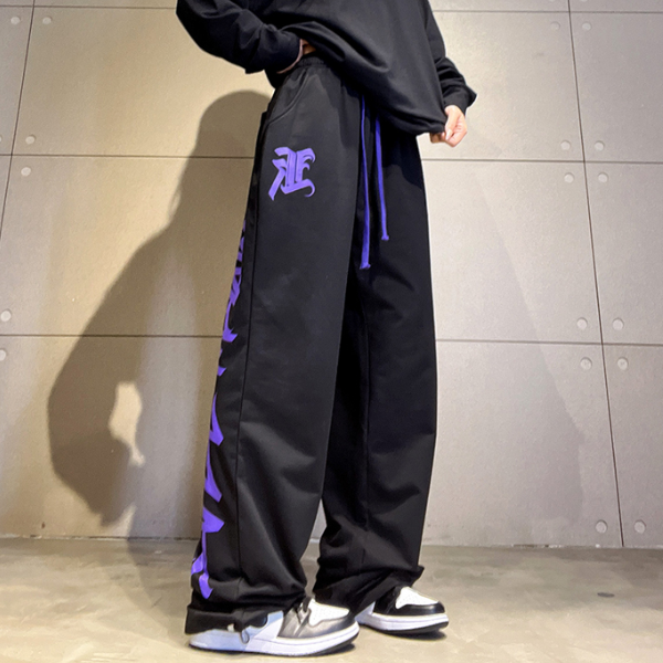 Punk Letter Print Straight Leg Sweatpants - fairypeony