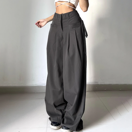 Retro Street Low Waist Wide Leg Pants, , women clothing, retro-street-low-waist-wide-leg-pants, , fairypeony