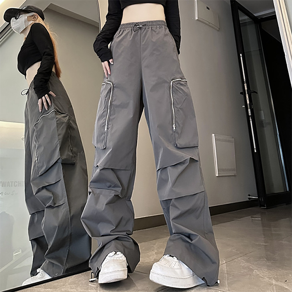 Ruched Straight Leg Cargo Pants - fairypeony