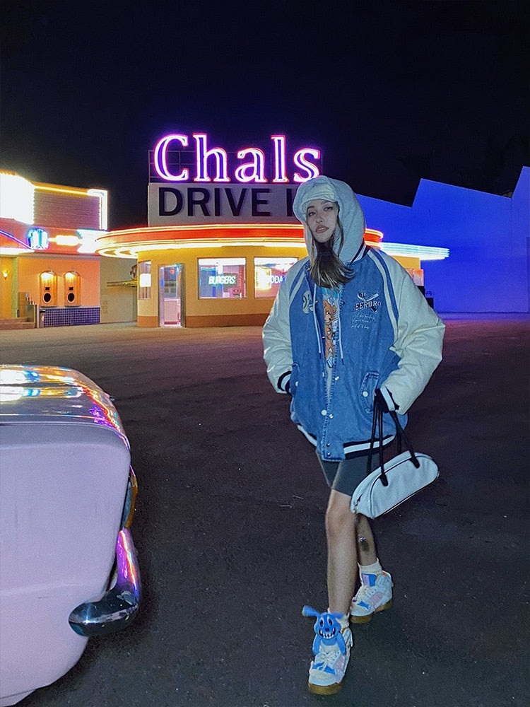 Toweling Embroidered Baggy Denim Varsity Jacket, , , toweling-embroidered-baggy-denim-varsity-jacket, , fairypeony