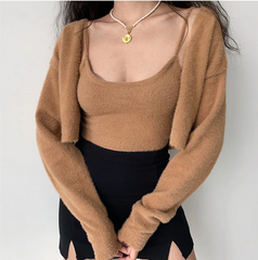 Cropped Button Knit Two Piece Cardigan, , women clothing, cropped-button-knit-two-piece-cardigan, , fairypeony