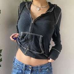 Sewing Thread Downtown Zip Up Hoodie - fairypeony