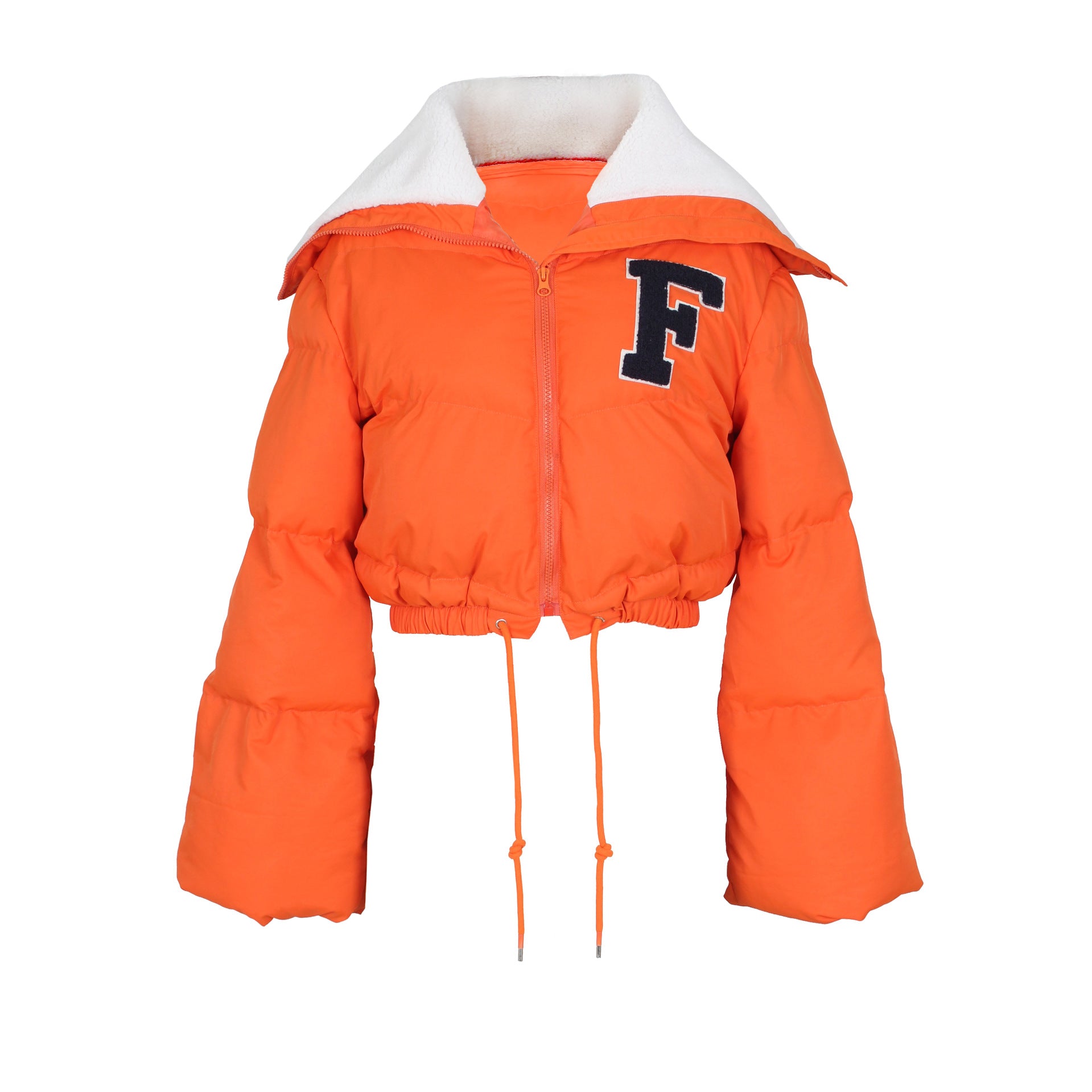 Faux Fur Collar Zip Up Cropped Puffer Jacket, fairy peony, women clothing, faux-fur-collar-zip-up-cropped-puffer-jacket, , fairypeony