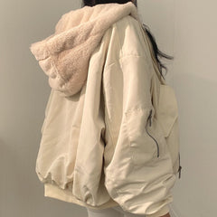 Reversible Oversize Fleece Hooded Jacket - fairypeony