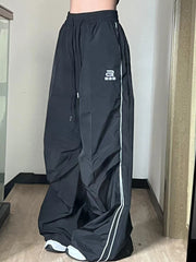 Side Stripe Wide Leg Sweatpants - fairypeony