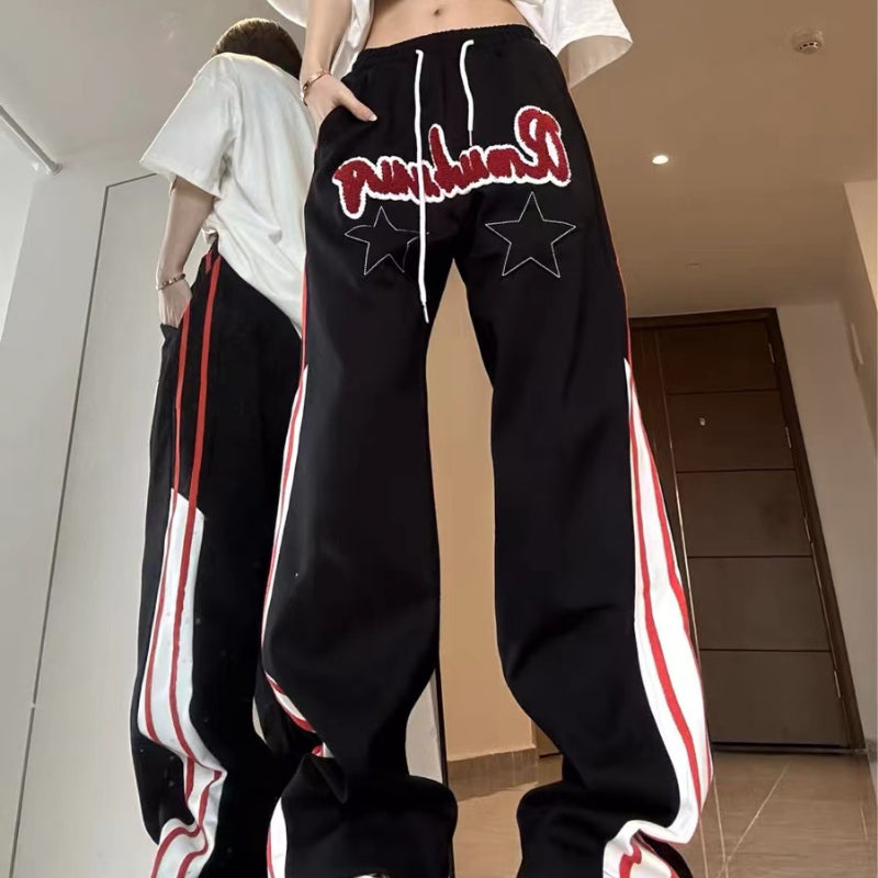 Star Patch Baggy Sweatpants - fairypeony