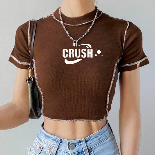 Stitch Detail Ribbed Crop Top - fairypeony