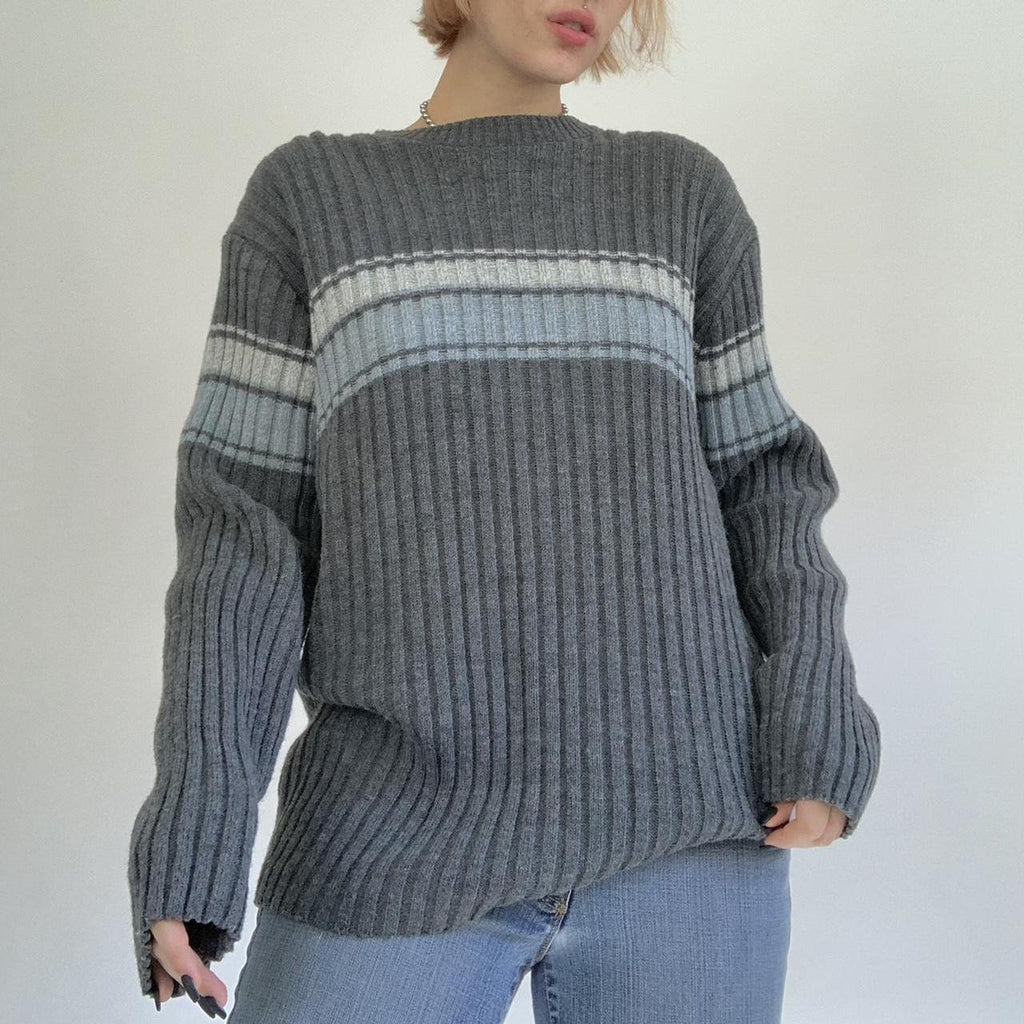 Striped Ribbed Downtown Sweater - fairypeony
