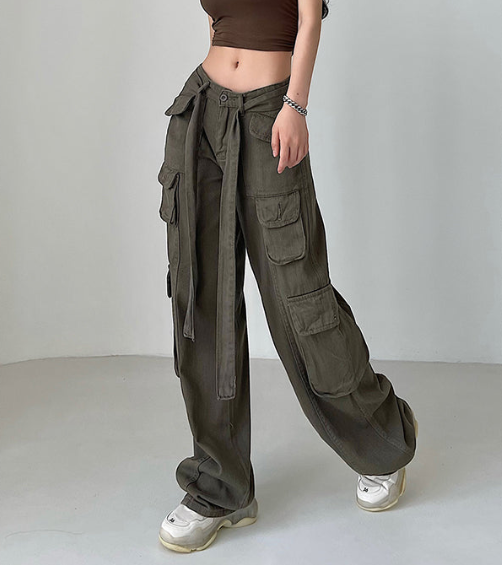 Vintage Buttoned Straight Leg Cargo Jeans, , women clothing, vintage-buttoned-straight-leg-cargo-jeans, , fairypeony