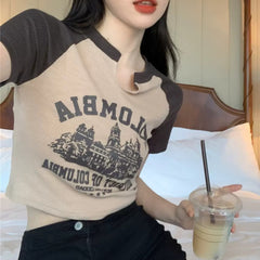 Vintage Logo Raglan Sleeve Crop Top - fairypeony