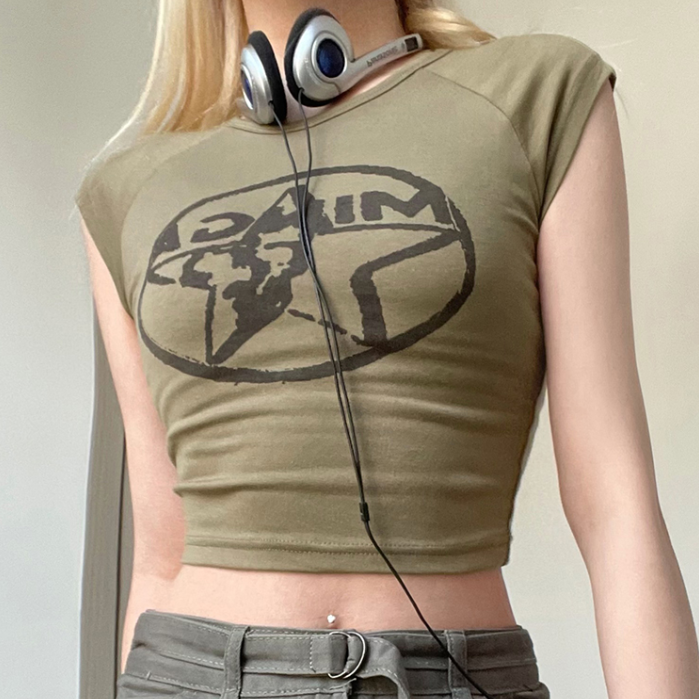 Vintage Star Logo Printed Crop Top - fairypeony