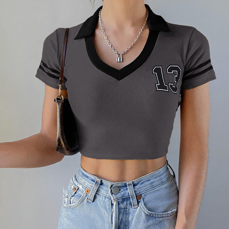 Vintage Striped Logo Crop Top - fairypeony