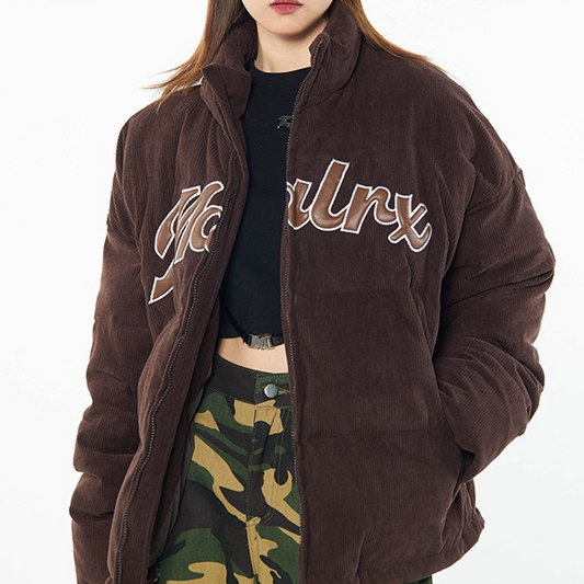 Vintage Zip Up Corduroy Padded Jacket - fairypeony