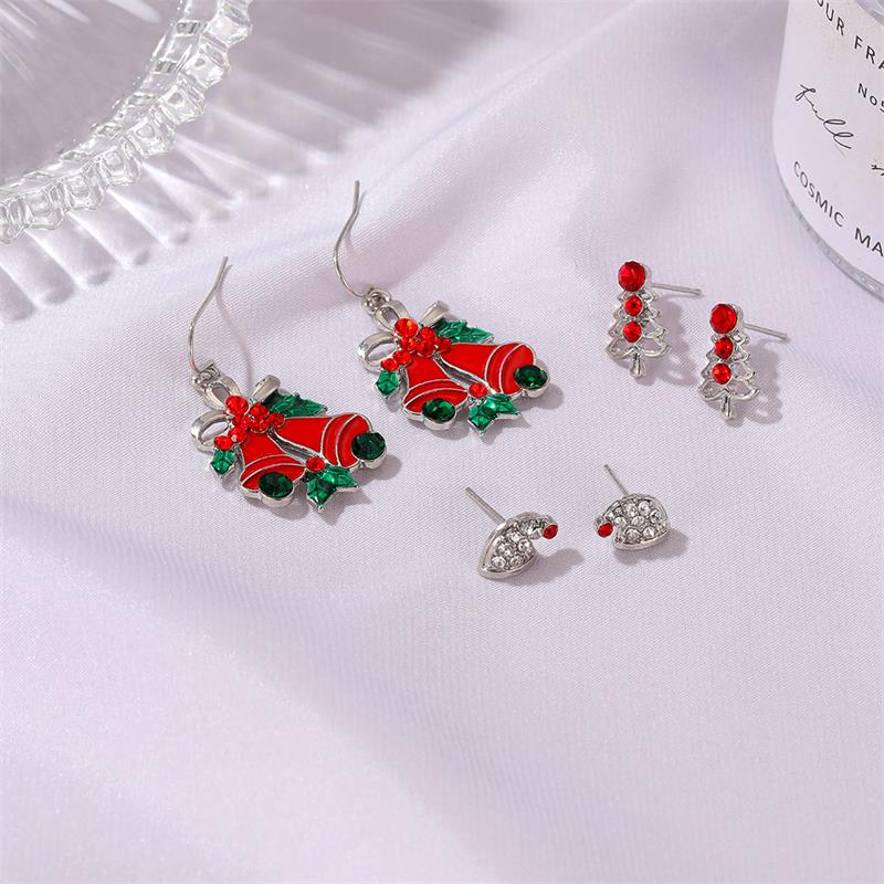 Christmas Three-Piece Santa Claus Bell Earrings, , women clothing, christmas-three-piece-santa-claus-bell-earrings, , fairypeony