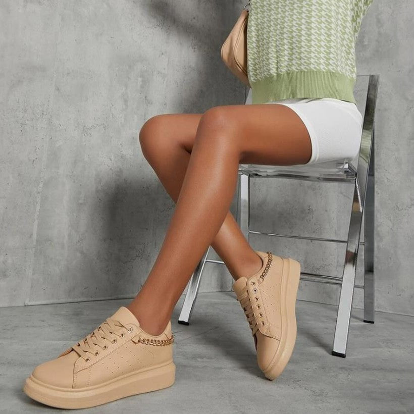 Thick Sole Metal Chain Casual Sports Sneakers, , women clothing, thick-sole-metal-chain-casual-sports-sneakers, , fairypeony