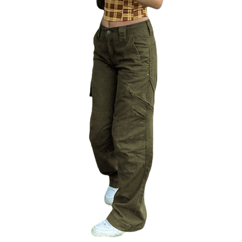 Pocket Patched Straight Cargo Jeans - fairypeony