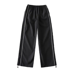 Piping Detail Wide Leg Track Pants - fairypeony