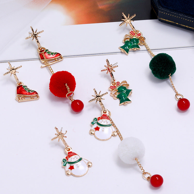 Fun Christmas Snowman Shaped Earrings, , women clothing, fun-christmas-snowman-shaped-earrings, , fairypeony
