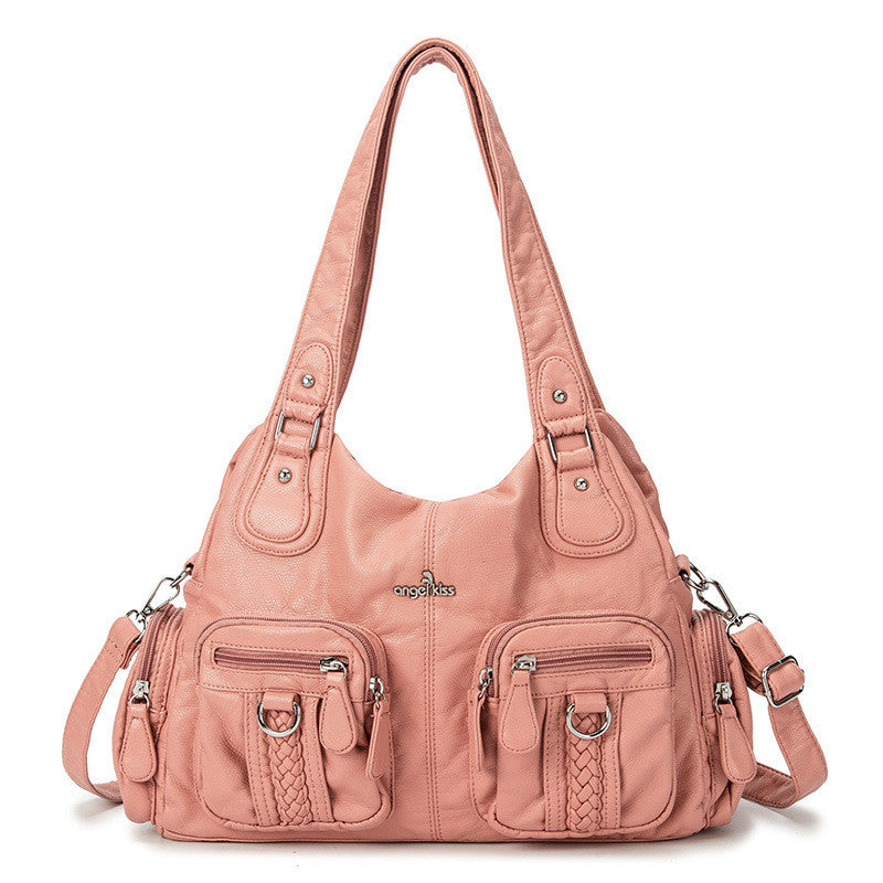 Solid Color Cargo Messenger Bag - fairypeony