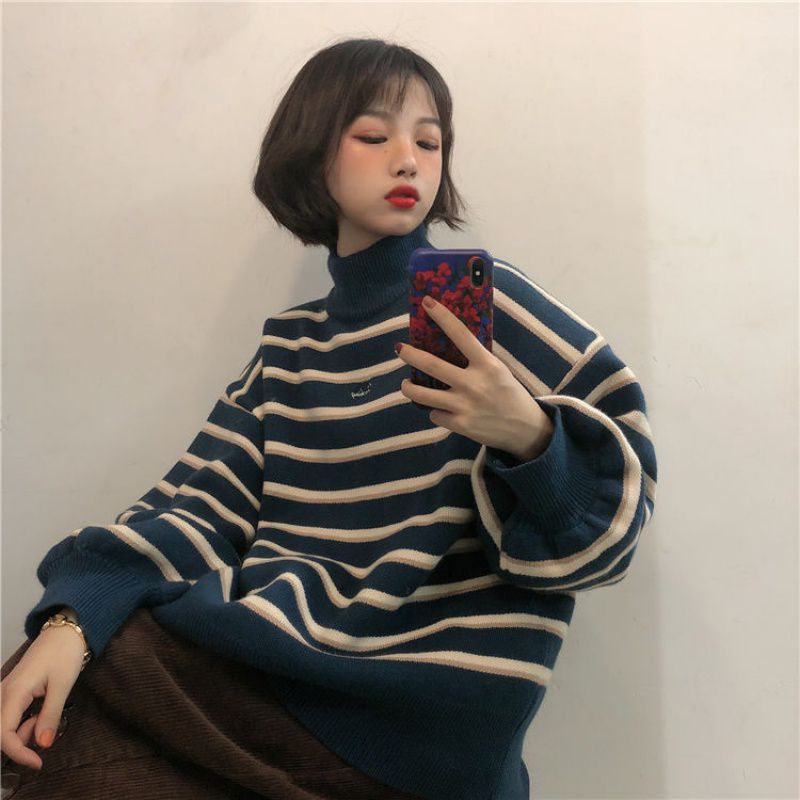 Grandma Striped Sweater, , women clothing, grandma-striped-sweater, blue, brown, L, M, S, XL, fairypeony