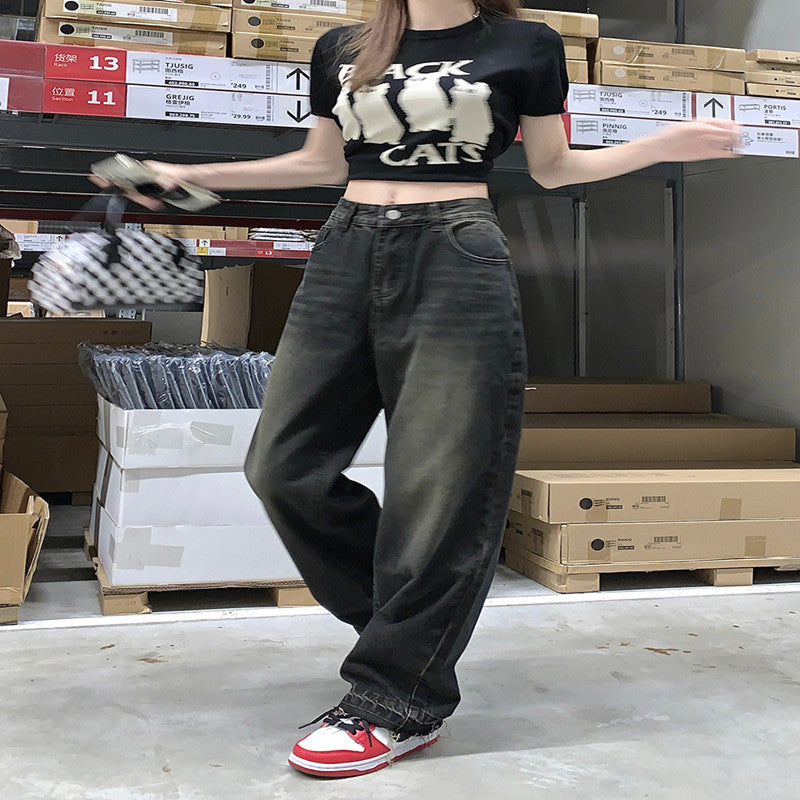 High Waist Baggy Boyfriend Jeans - fairypeony