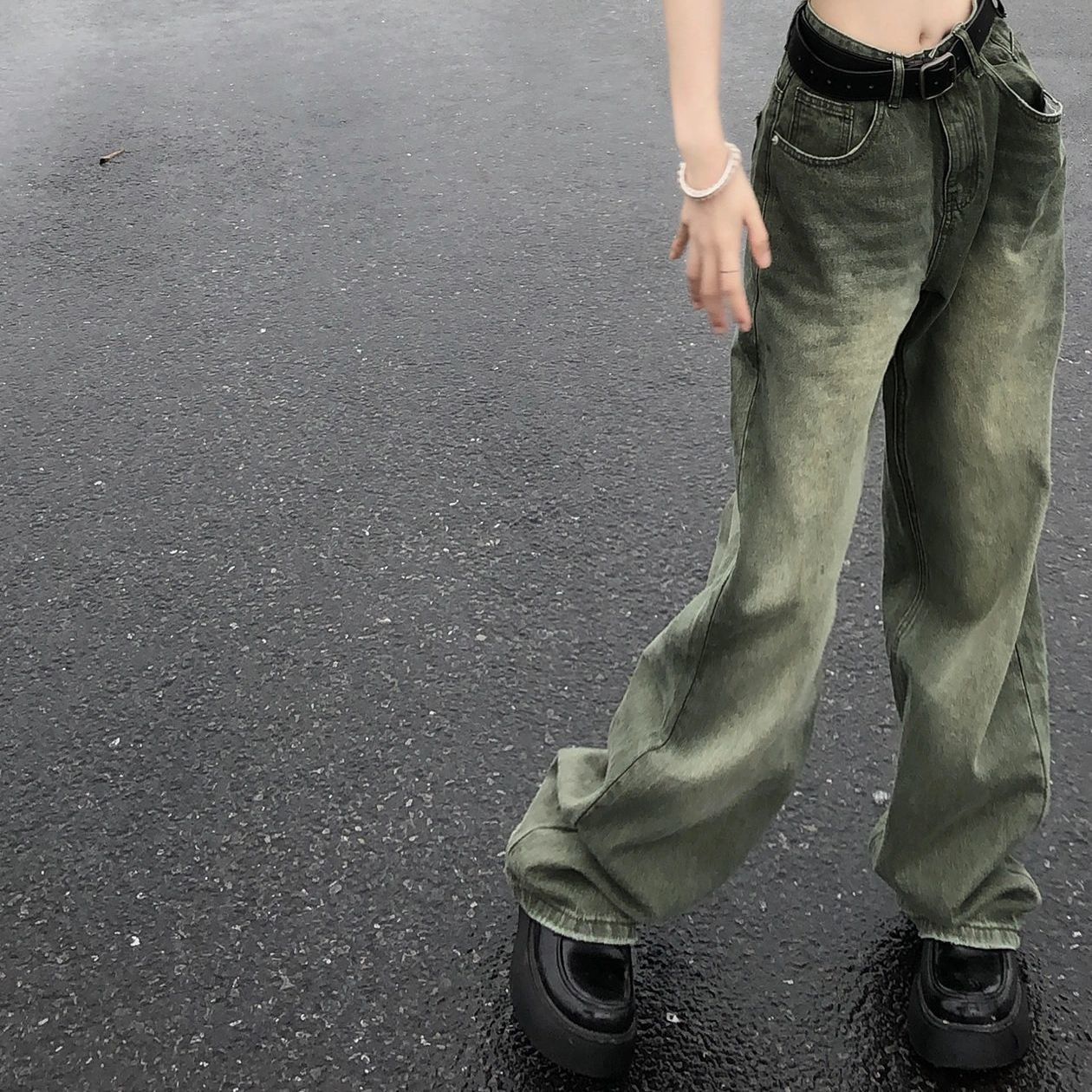 Vintage Wash Green 90s Boyfriend Jeans - fairypeony