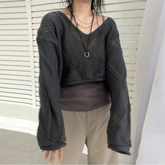 Knit Crochet Crop Sweater - fairypeony