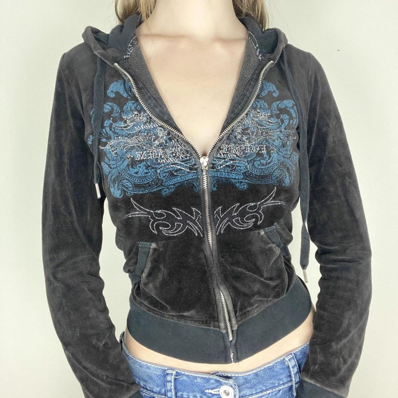 Grunge Zip Up Cropped Hoodie - fairypeony