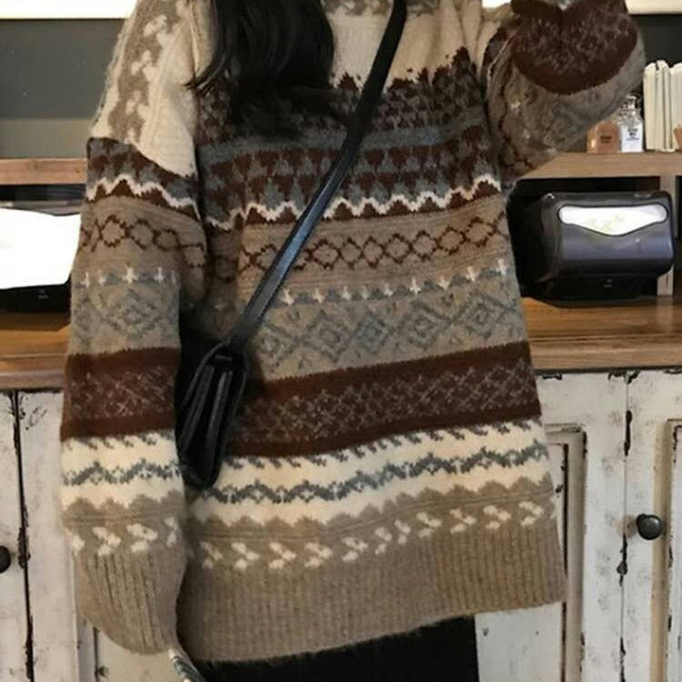 80's Grandma Knit Jumper, , women clothing, 80s-grandma-knit-jumper, grey, khaki, white, fairypeony