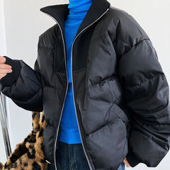 Simple Solid Color Zip Up Puffer Jacket, , women clothing, simple-solid-color-zip-up-puffer-jacket, , fairypeony