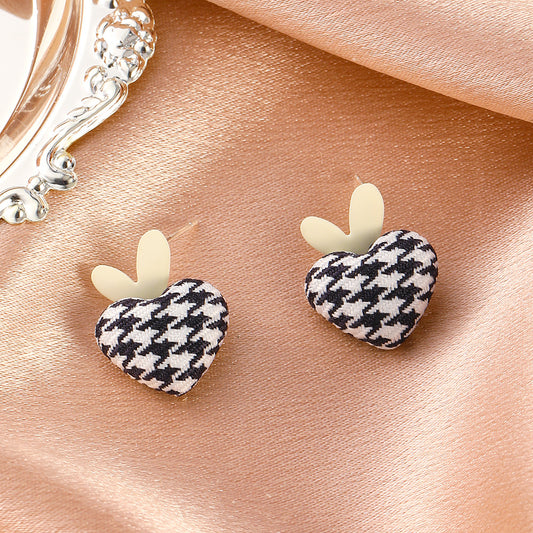 Silver Needle Love Stud Earrings, , women clothing, silver-needle-love-stud-earrings, , fairypeony