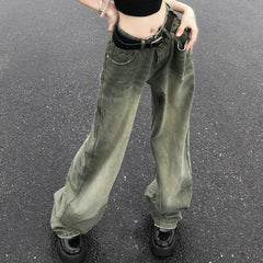 Vintage Wash Green 90s Boyfriend Jeans - fairypeony