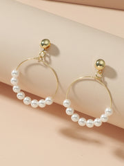 Elegant White Pearls Round Hoop Earrings, , women clothing, elegant-white-pearls-round-hoop-earrings, , fairypeony