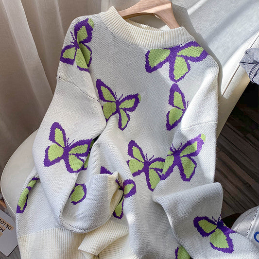 Aesthetic Butterflies Sweater, , women clothing, aesthetic-butterflies-sweater, white, fairypeony