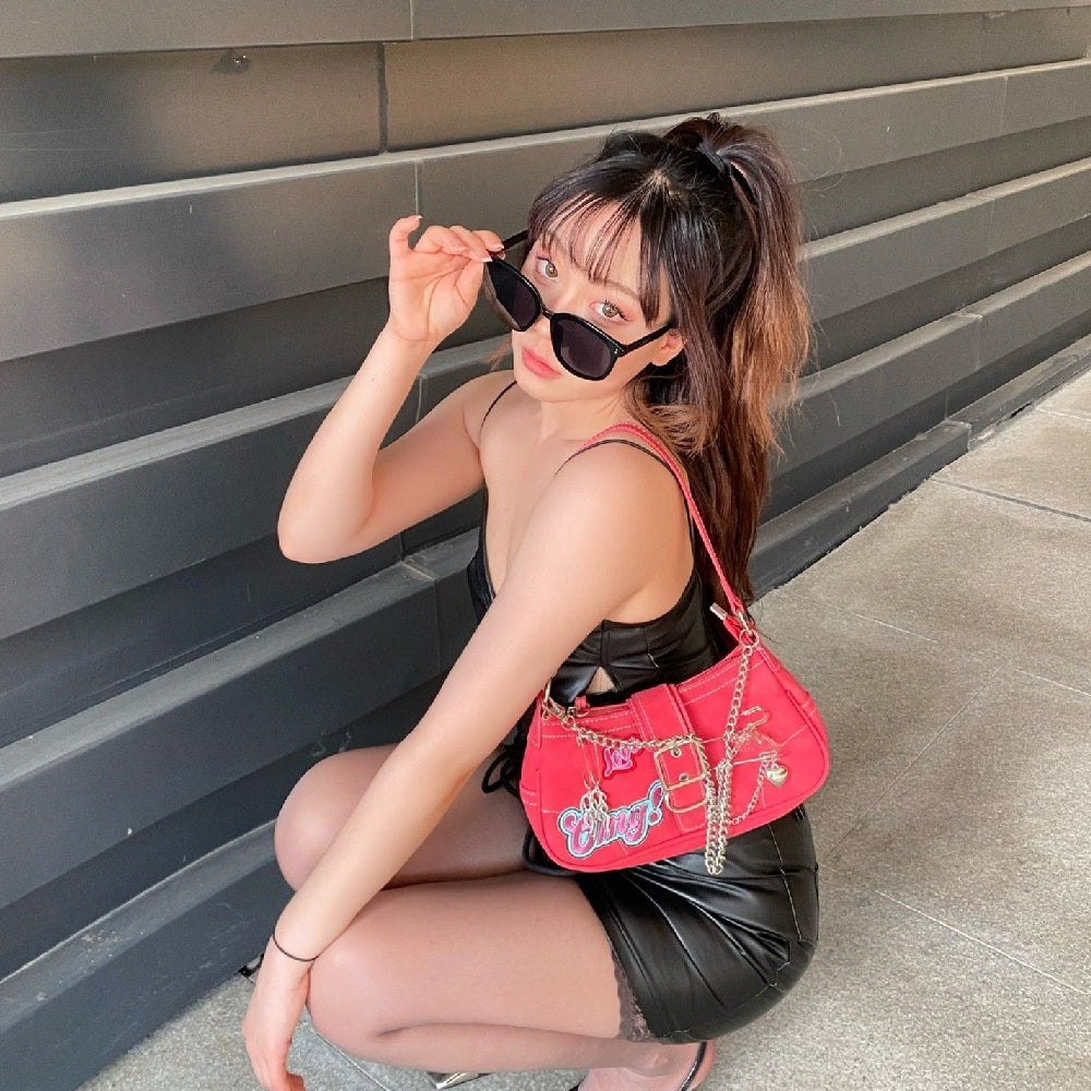 2000s Metal Embellished Y2K Shoulder Bag - fairypeony