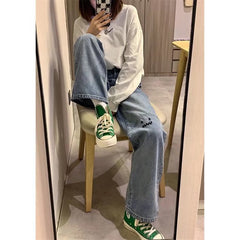 Straight High Waist Wide Leg Jeans, , women clothing, straight-high-waist-wide-leg-jeans, , fairypeony