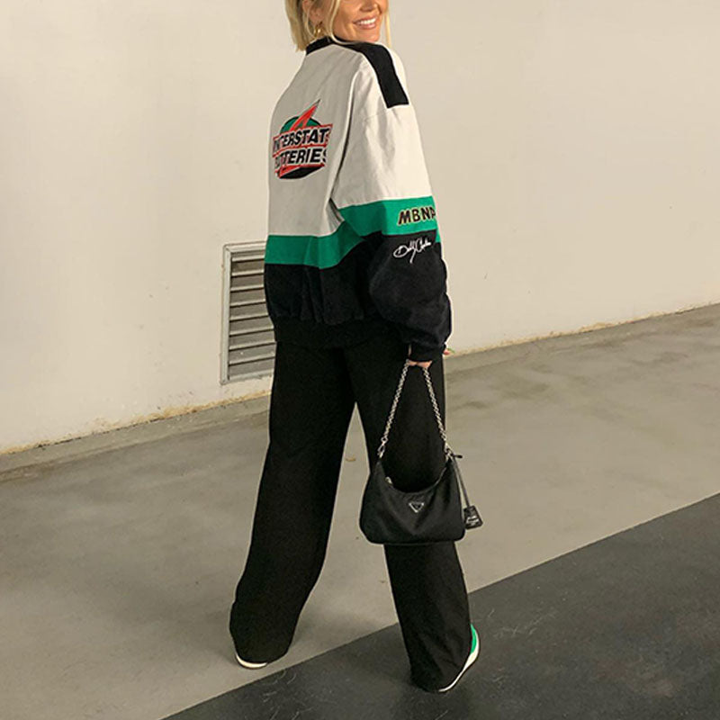 Logo Graphic Color Block Moto Jacket, , women clothing, logo-graphic-color-block-moto-jacket-1, , fairypeony