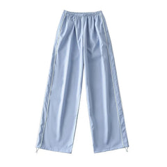 Piping Detail Wide Leg Track Pants - fairypeony