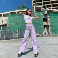 Summer Sweetness Lavender Straight Leg Jeans, , women clothing, summer-sweetness-lavender-straight-leg-jeans, , fairypeony