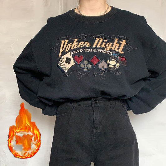 Poker Night Sweatshirt, , women clothing, poker-night-sweatshirt, black, pokernight, fairypeony