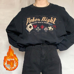 Poker Night Sweatshirt, , women clothing, poker-night-sweatshirt, black, pokernight, fairypeony