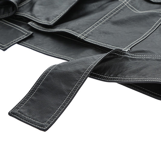 Topstitched Decorative Pu Leather Jacket, , women clothing, topstitched-decorative-pu-leather-jacket, black, fairypeony