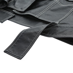 Topstitched Decorative Pu Leather Jacket, , women clothing, topstitched-decorative-pu-leather-jacket, black, fairypeony
