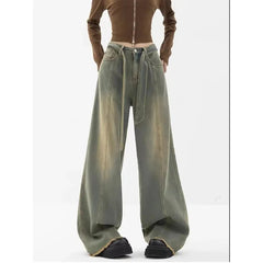 Tie Strap Seam Detail Boyfriend Jeans - fairypeony