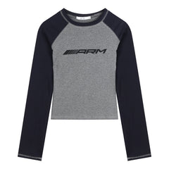 Logo Graphic Long Sleeve Crop Top - fairypeony