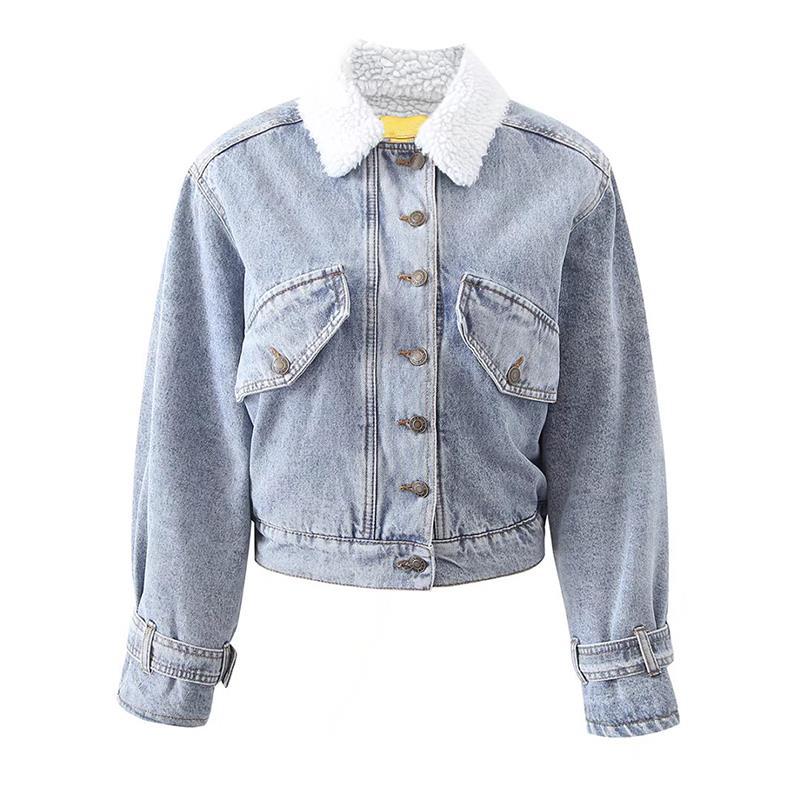 Fleece Lined Button Up Denim Jacket, , women clothing, fleece-lined-button-up-denim-jacket, , fairypeony