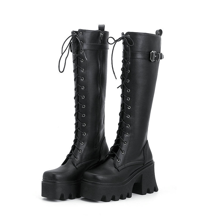 Long British Style High Boots, , women clothing, long-british-style-high-boots, black, fairypeony