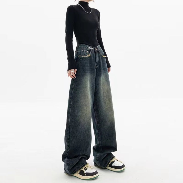 Dark Wash Vintage Baggy Boyfriend Jeans - fairypeony
