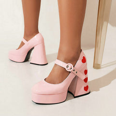 High Heels New Love Stitching Platform Chunky Sandals, , women clothing, high-heels-new-love-stitching-platform-chunky-sandals, , fairypeony