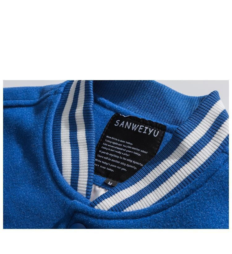 Retro Embroidery Letter Baseball Jacket, , women clothing, retro-embroidery-letter-baseball-jacket, black, blue, fairypeony